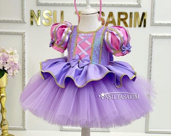 Rapunzel costume. Princess Rapunzel Dress. Rapunzel dress. Baby girl dress. Princess Rapunzel costume. Birthday dress. 1st Birthday dress.