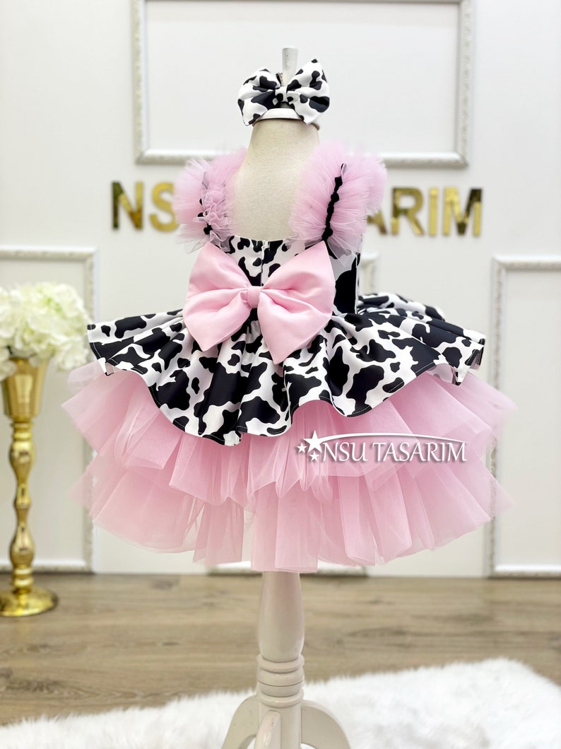 New Version Cow costume. Cow theme costume. Cow Baby girl dress. Cow party dress. Cow Birthday dress. 1st Birthday dress. 2ndBirthday dress image 2