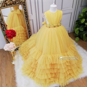 Princess gown Dress. Belle dress. For special occasion, long toddler gown, baby girl princess gown