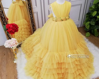 Princess gown Dress. Belle dress. For special occasion, long toddler gown, baby girl princess gown