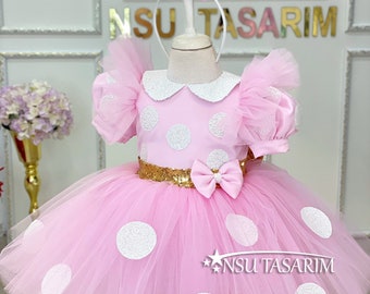 Minnie mouse costume. Baby girl minnie mouse costume. Brithday minnie mouse dress. Pink minnie mouse dress. 1st Birthday dress.