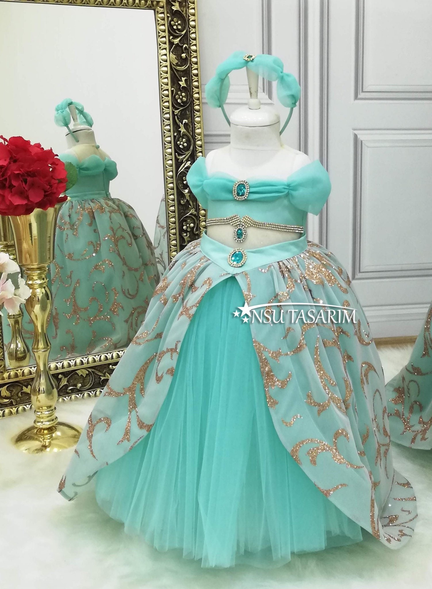 Kids Aladdin Costume Girl Princess Jasmine Fancy Dress Cosplay Birthday  Party | eBay