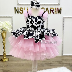 New Version Cow costume. Cow theme costume. Cow Baby girl dress. Cow party dress. Cow Birthday dress. 1st Birthday dress. 2ndBirthday dress image 5