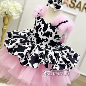 New Version Cow costume. Cow theme costume. Cow Baby girl dress. Cow party dress. Cow Birthday dress. 1st Birthday dress. 2ndBirthday dress image 3