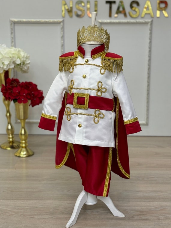 prince red dress Prince Costume, Prince Charming Costume,Prince Suit, Red Prince Party Suit, King Theme Baby Clothes