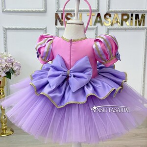 Puffy Sleeves Rapunzel Dress for Toddler Girls