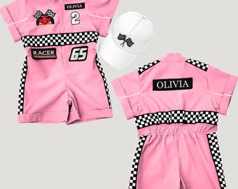 Personalized Pink Race Car Birthday Outfit - "Fast One" Theme