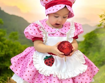 Strawberry Costume for Toddler Girls | Berry First Birthday Dress | Handmade Kids Outfit