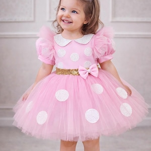 open lace back dress Shop Vogue-Worthy Couture 1st Birthday Baby Girl Dress Red Minnie Dot Size 4