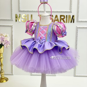 Rapunzel costume. Princess Rapunzel Dress. Rapunzel dress. Baby girl dress. Princess Rapunzel costume. Birthday dress. 1st Birthday dress.