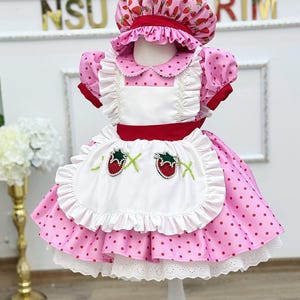 Handmade pink Stawberry kcostume with apron