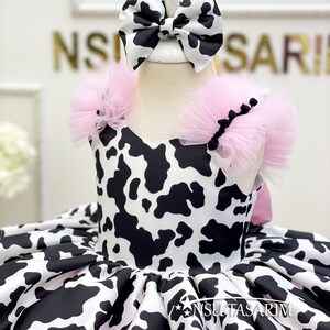 New Version Cow costume. Cow theme costume. Cow Baby girl dress. Cow party dress. Cow Birthday dress. 1st Birthday dress. 2ndBirthday dress image 6