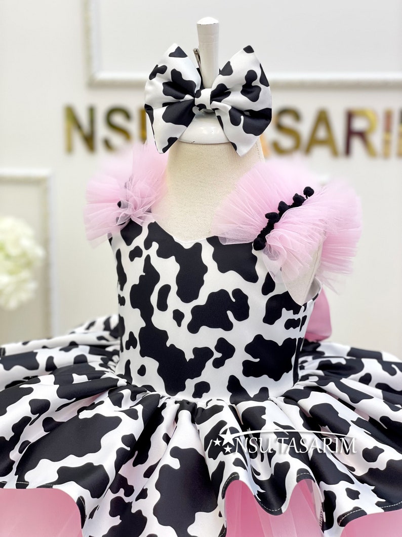 New Version Cow costume. Cow theme costume. Cow Baby girl dress. Cow party dress. Cow Birthday dress. 1st Birthday dress. 2ndBirthday dress image 6