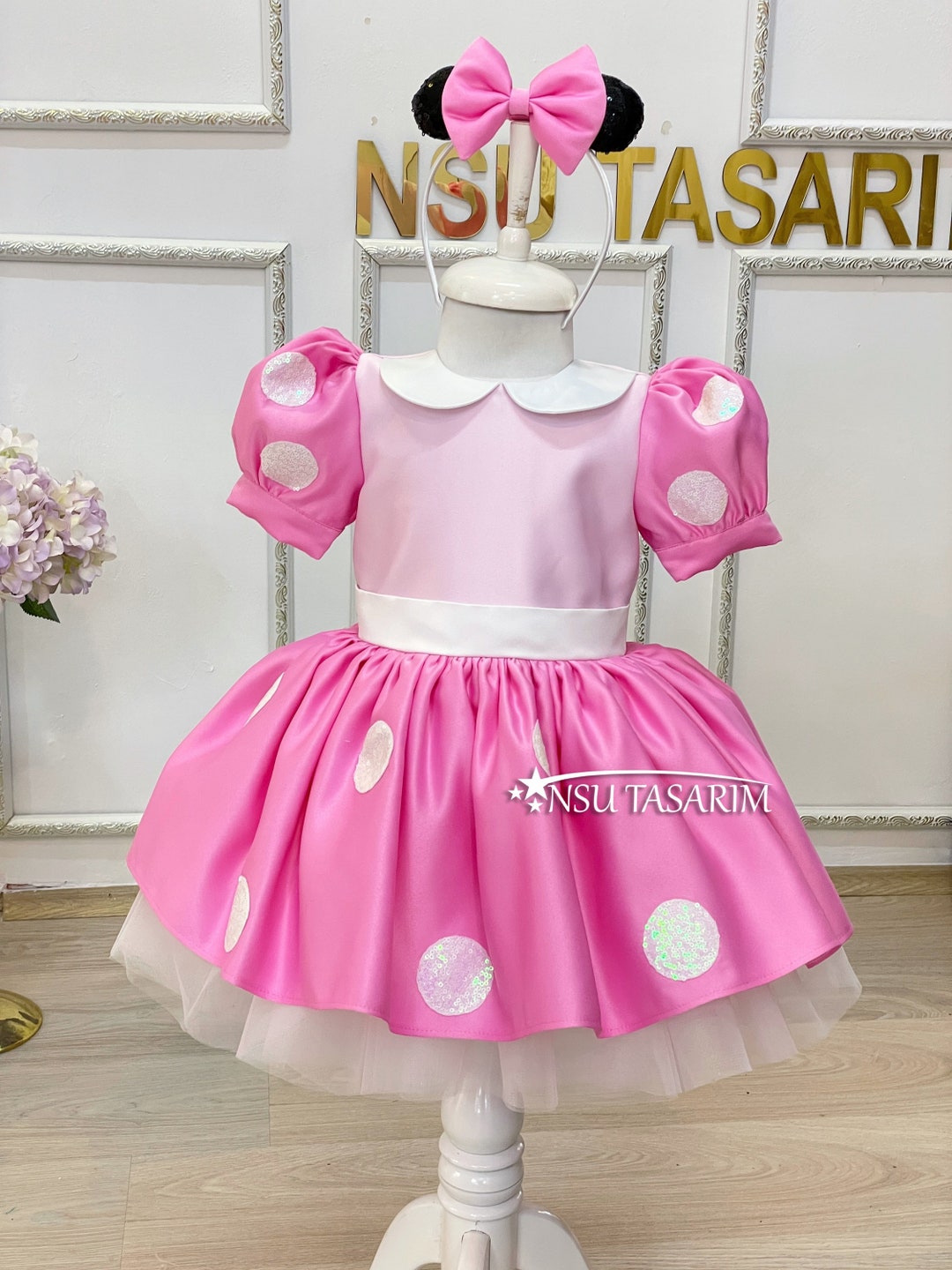 Pink Minnie Mouse Dress. Baby Girl Dress. Minnie Mouse Birthday Dress ...