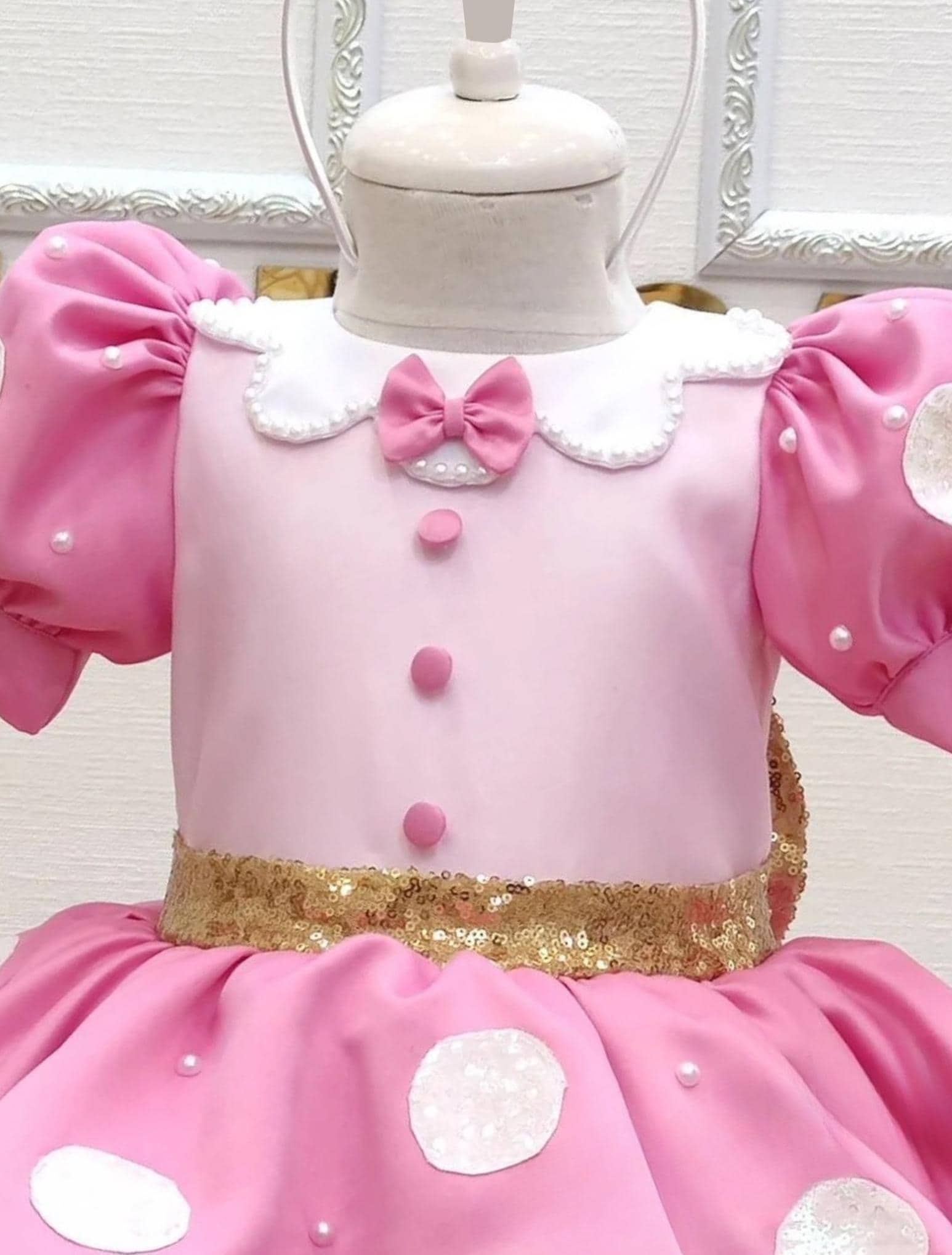 minnie mouse dress pink and gold Minnie Mouse Dress – Tiny Toes Boutique LLC main image 0