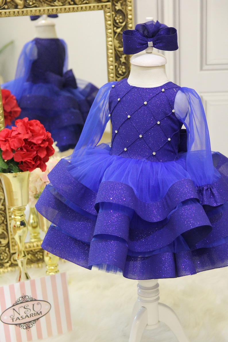 Royal Blue Baby Girl Dress. for Special Occasion. Shiny Etsy