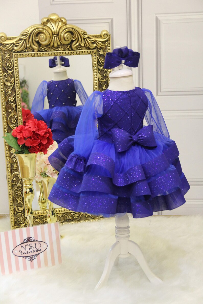 Royal Blue Baby Girl Dress. for Special Occasion. Shiny Etsy