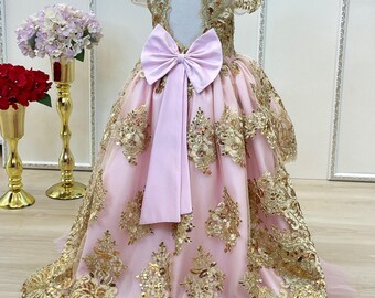 Baby Girl Dress. Pink Gold. Sparkle Gold Lace. for Special Occasion, High Low, Princess Gown, Couture Gown. - Etsy Baby Girl Dress. Pink Gold. Sparkle Gold Lace. for Special Occasion, High Low, Princess Gown, Couture Gown. - Etsy