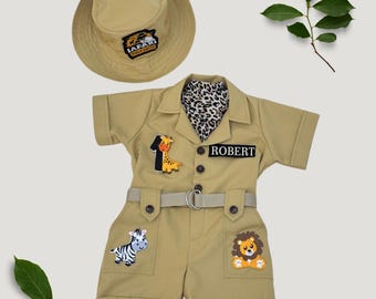 Personalized Baby Safari Outfit – 1st Birthday Outfit for Boys & Girls, Wild One Birthday, Toddler Safari Costume