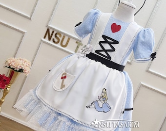 Alice theme dress . Baby girl dress. Alice wonderland birthday dress. Alice  wonderland costume. Disney. For special occasion. Handmade!