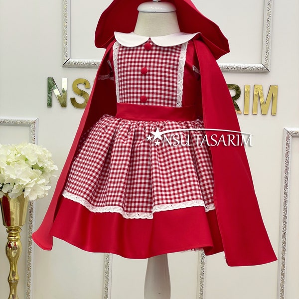Red riding hood dress. Red riding hood costume . for special occasion . Baby girl red riding hood dress. 1st Birthday dress.