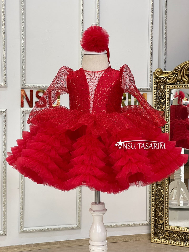 Red baby girl dress front full size