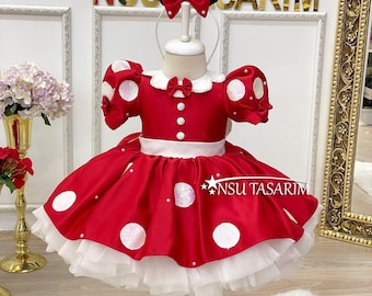Red Minnie Mouse Dress. Baby Girl Dress. Minnie Mouse Birthday Dress.  Sparkle and Pearl Minnie Dress. for Special Occasion. Handmade! - Etsy