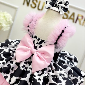 New Version Cow costume. Cow theme costume. Cow Baby girl dress. Cow party dress. Cow Birthday dress. 1st Birthday dress. 2ndBirthday dress image 4
