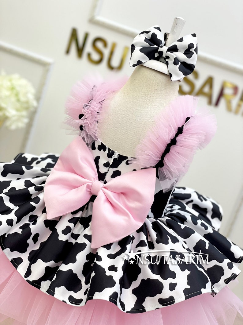 New Version Cow costume. Cow theme costume. Cow Baby girl dress. Cow party dress. Cow Birthday dress. 1st Birthday dress. 2ndBirthday dress image 4
