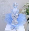 baby girl blue and silver dress. for special occasion . Baby girl brithday dress . 1st Birthday dress. Blue and sequin silver dress. product logo