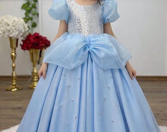Cinderella dress . Baby girl dress. Cinderella princess birthday dress. Sparkle cinderella dress. For special occasion. Handmade!