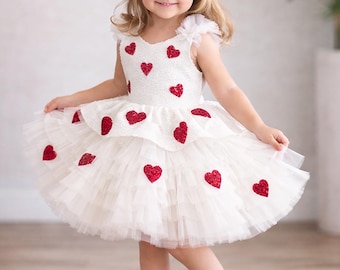 Baby Girl Valentine's Day Dress: Sequin Heart Tulle Dress & Headband