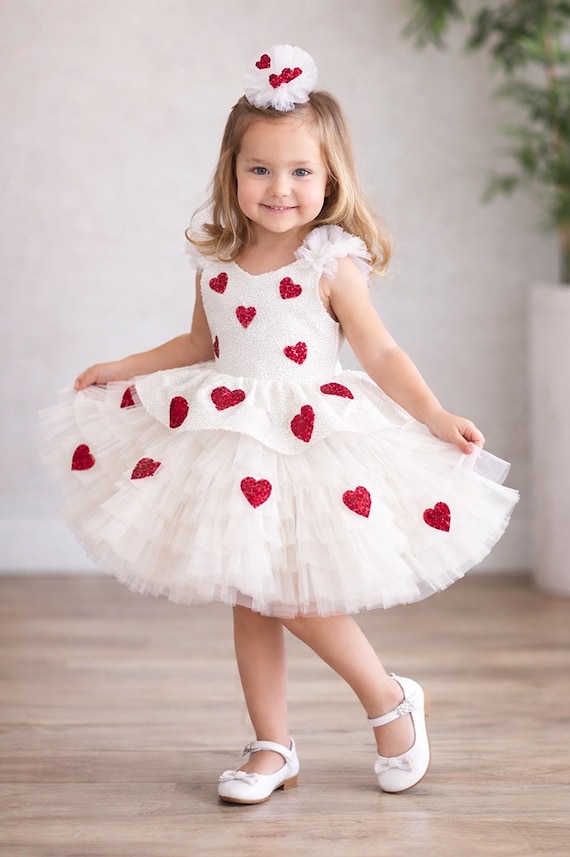 Baby Girl Valentine's Day Dress: Sequin Heart Tulle Dress & Headband Baby Girl Valentine's Day Dress: Sequin Heart Tulle Dress & Headband