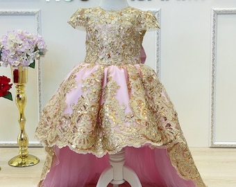 slim fit dress slacks 552 Embellished Gold Cording Embroidered Girls Dress – Kid's Dream Wholesale main image 0