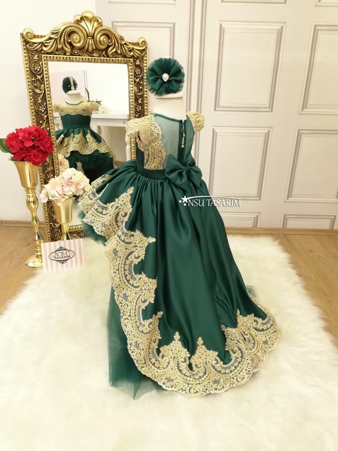 gold and green dress Dress Gio: Green and Gold Maxi Dress main image 1