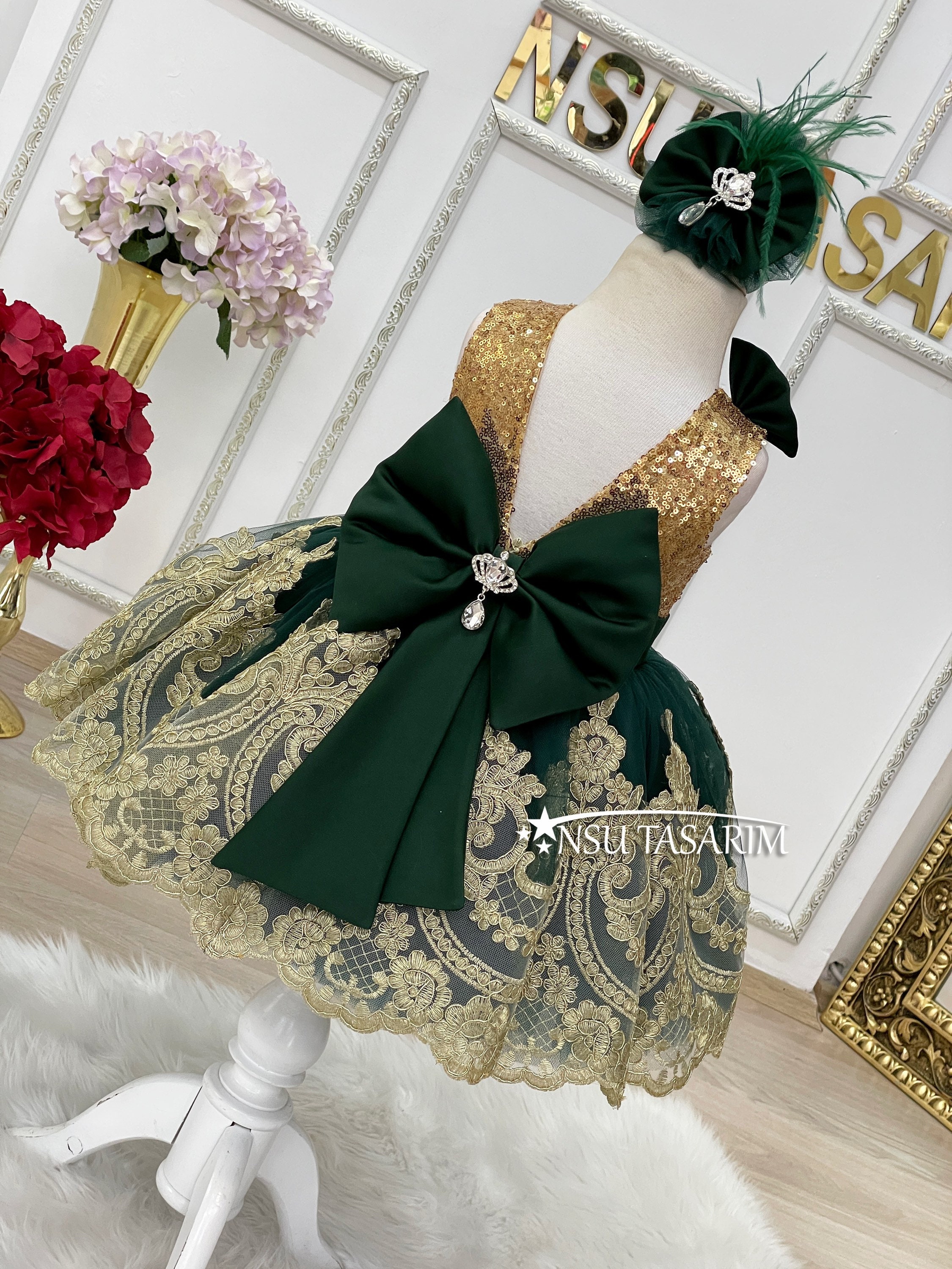 Green and Gold Dress Etsy Canada