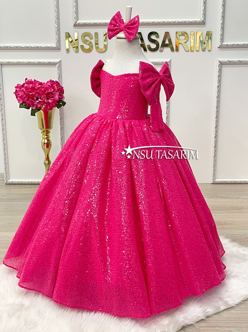 Fancy Kids Fuchsia Sequin Embroidered Baby Girl Party Dress main image 0