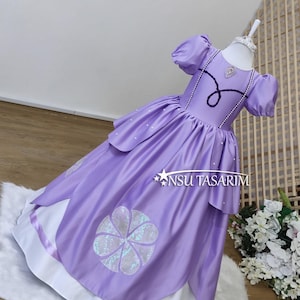 Vestido de princesa Sofía. Vestido temático de Sofía. Disfraz de Sofía. Vestido de Sofía, vestido largo para niños pequeños, vestido de princesa de Sofía