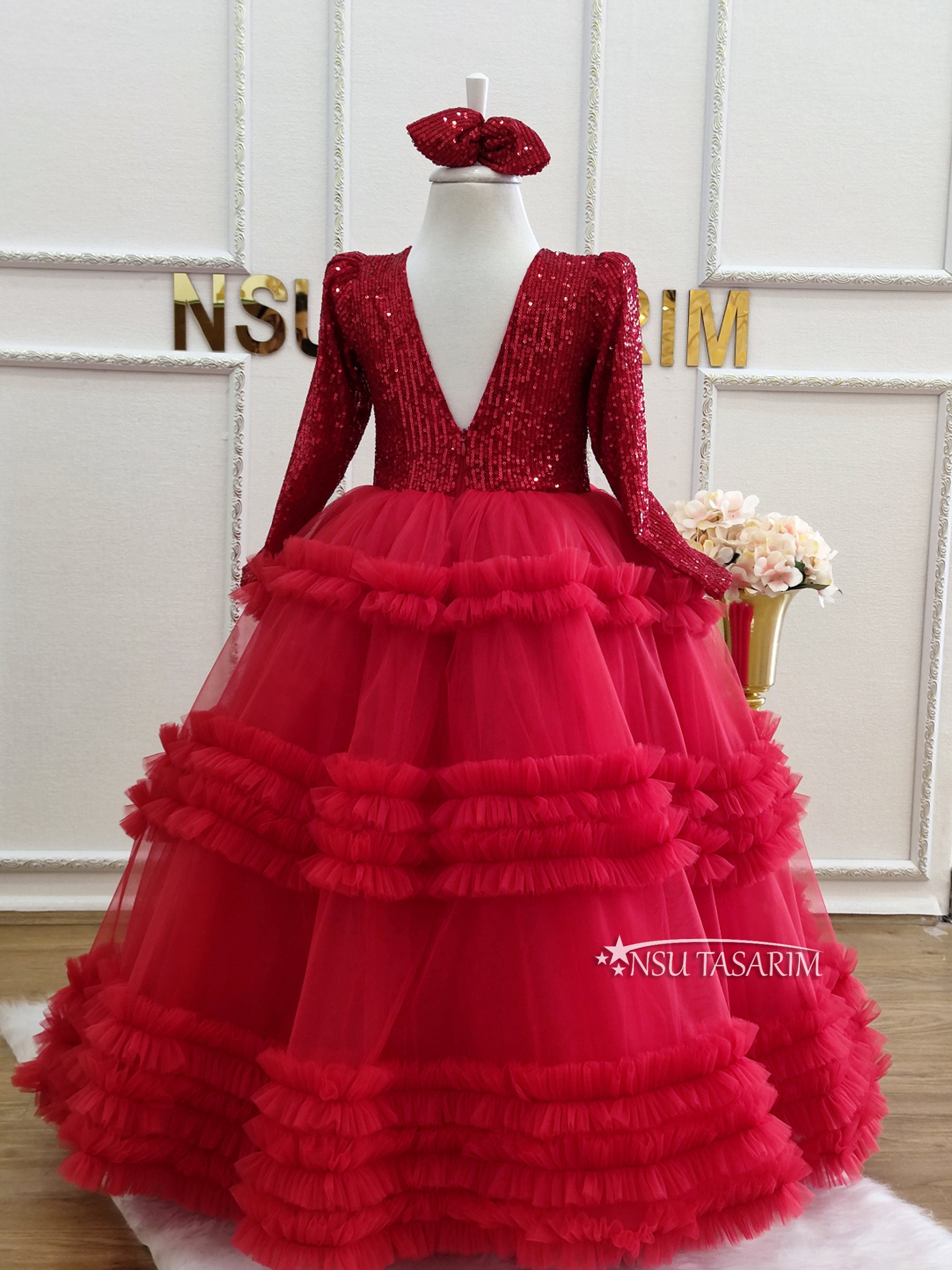 EINCcm Ball Gown Dresses for Girls, Lace Bowknot Princess Dresses Birthday  Party Wedding Gown Kids Dresses for Toddler Kids Baby Girl, Pink,4-5 Years  - Walmart.com