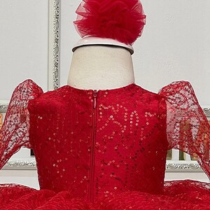 Red baby girl dress back upper part zipper