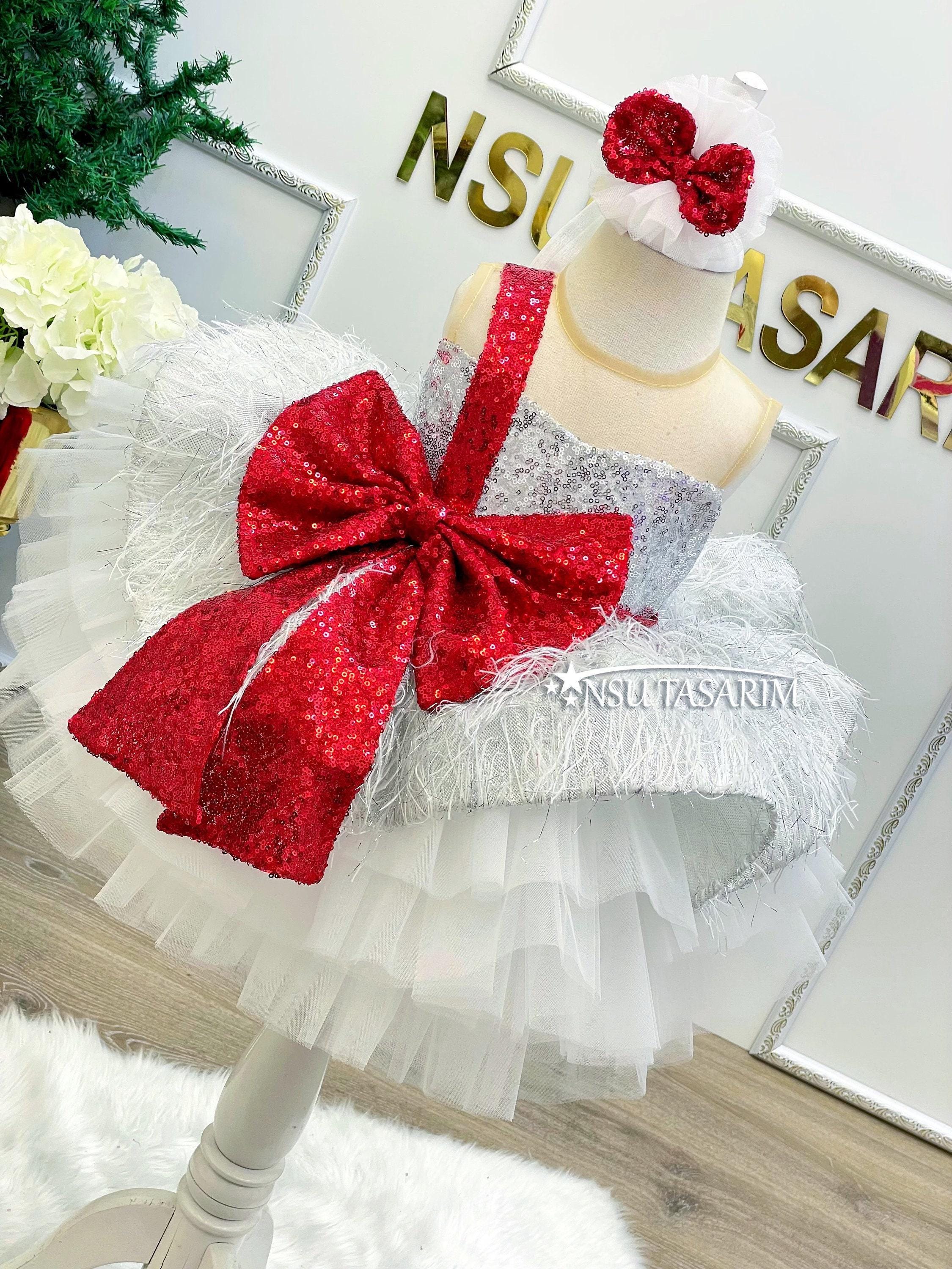 green emerald velvet dress Layla Red Sequin Bow Dress S