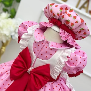 Frilly apron pink costume for toddler girl