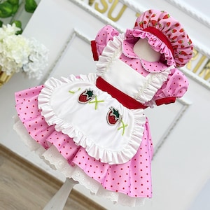Pink strawberry birthday dress for toddler girls