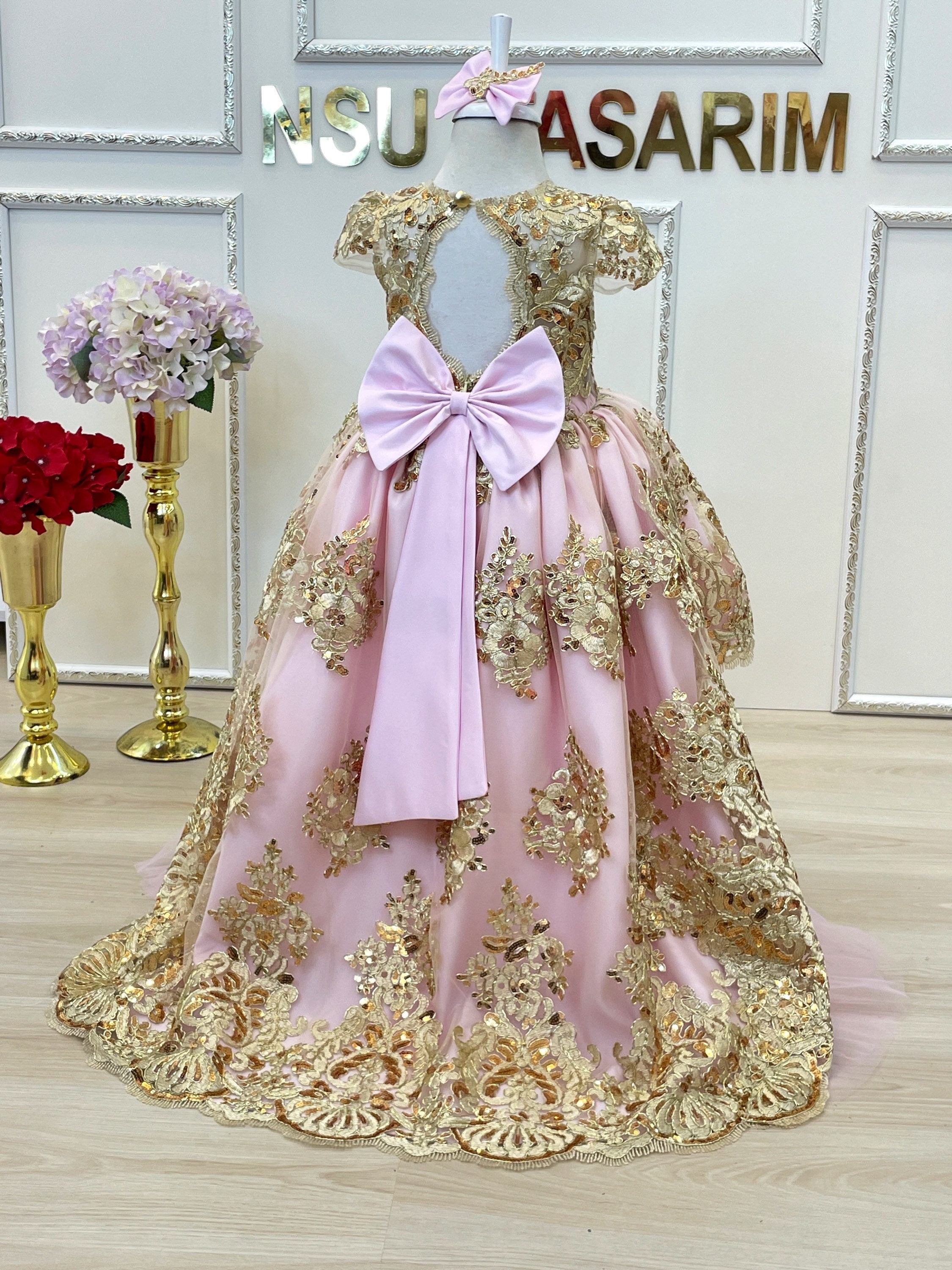 Pink and gold top dress for girl
