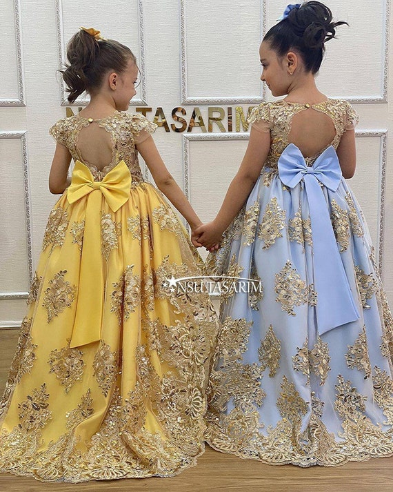 Blue and gold ball gown online