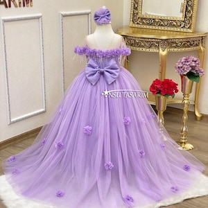 Abito da bambina color lavanda. Abito da festa per bebè. Abito primo compleanno bambina. Abito da ragazza di fiori, abito da compleanno lilla lavanda, per bambina. Fatto a mano! immagine 1