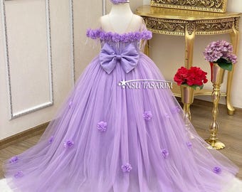 Lavender baby girl dress. Baby party dress. 1st birthday dress baby girl. Flower girl dress lilac lavender birthday dress toddler. Handmade!