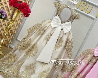 Baby girl dress pink  for special occasion, long toddler gown, Pink princess gown, couture gown. Handmade!