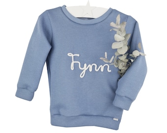 Sweater sweater made of waffle structure with cord font name number personalized