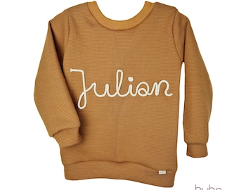 Sweater sweater made of waffle structure with cord font name number personalized